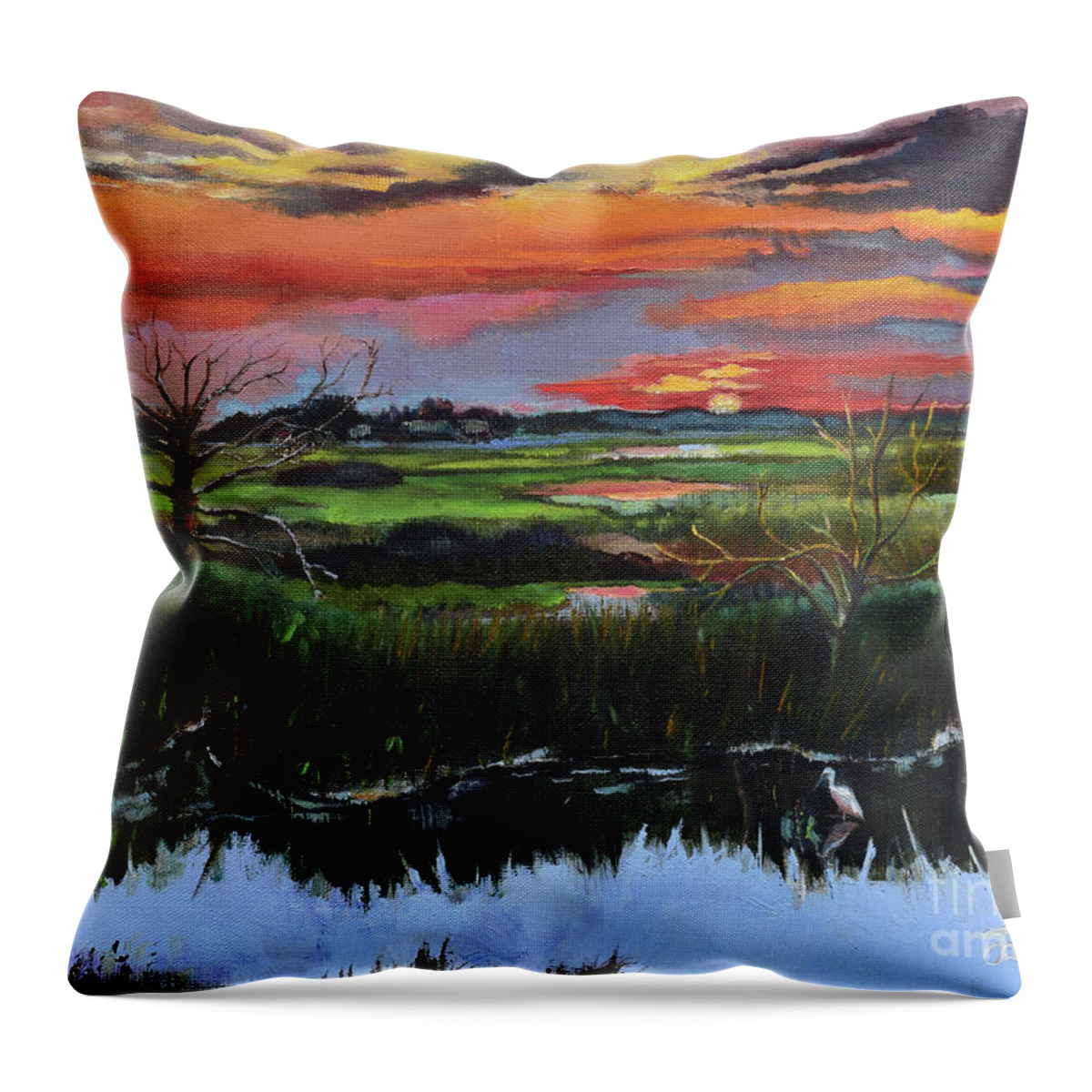 St. Simons Throw Pillow featuring the painting St. Simons Sunrise by Jan Dappen