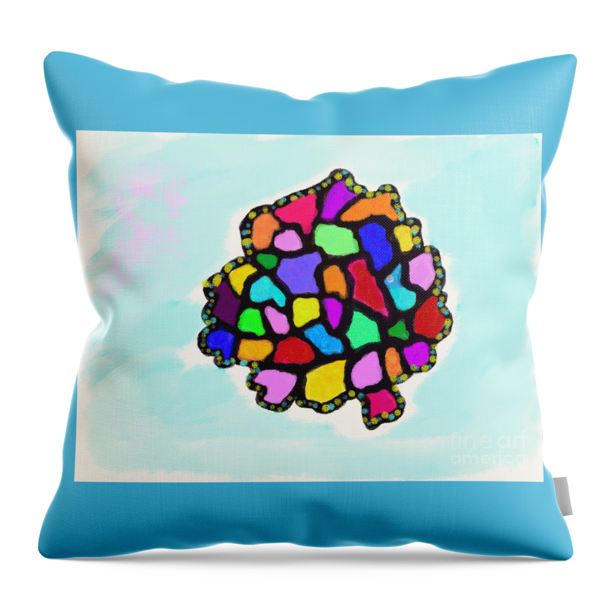 Primitive Impressionistic Expressionism Throw Pillow featuring the digital art Stained-glass Pomegranate by Zotshee Zotshee