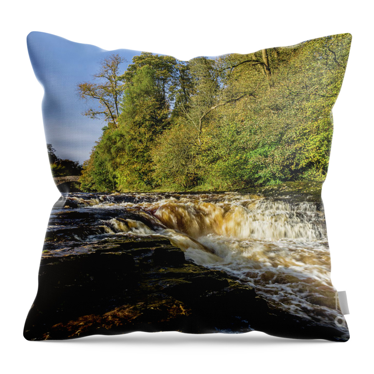 England Throw Pillow featuring the photograph Stainforth Force In Early Autumn by Tom Holmes Photography