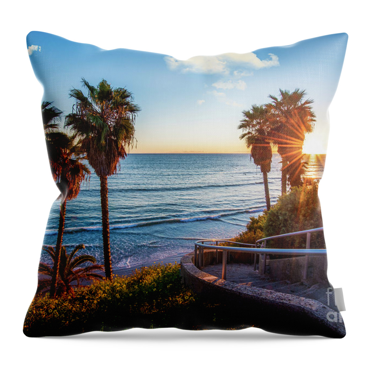 Beach Throw Pillow featuring the photograph Stairway to Swami's Beach by David Levin