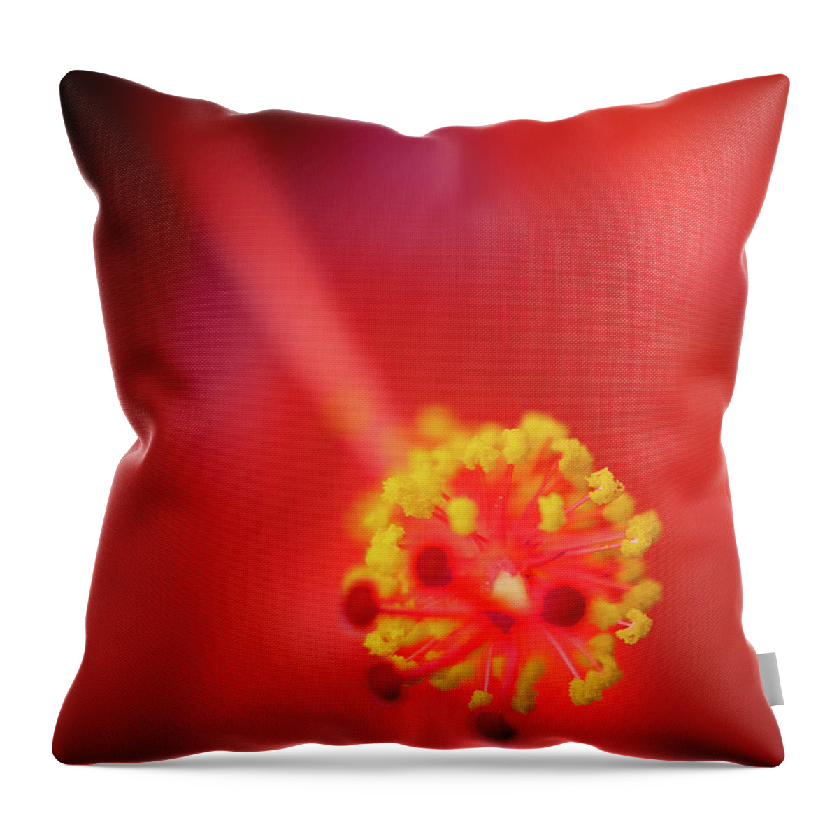 Red Throw Pillow featuring the photograph Stamen by M Kathleen Warren