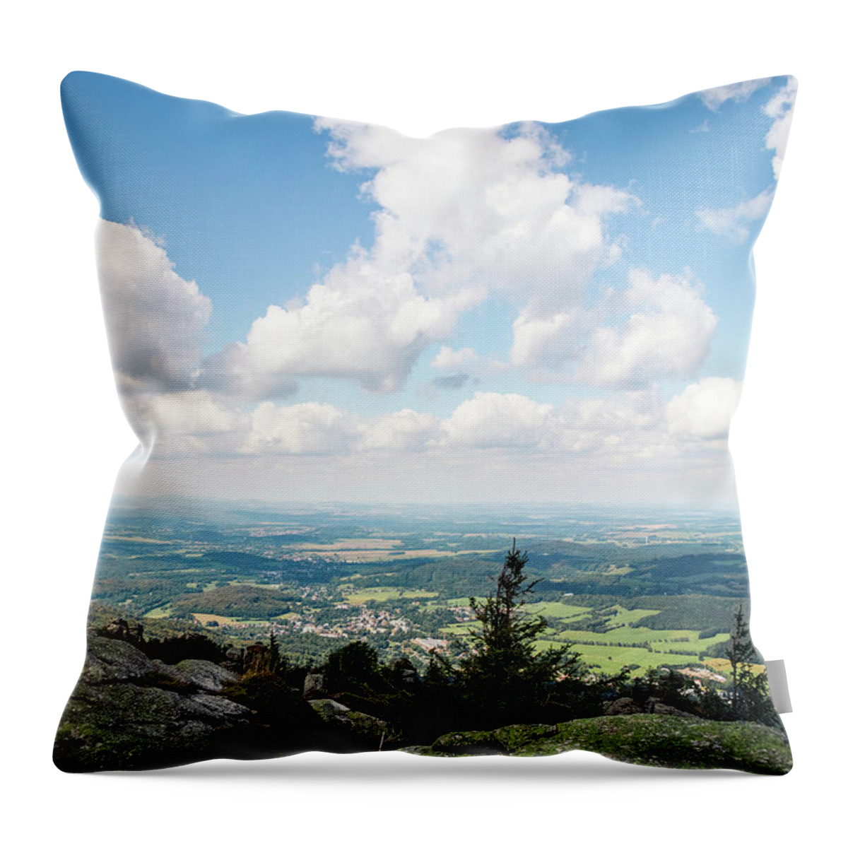 Outdoor Throw Pillow featuring the photograph Standing on a rock in Jizera mountains by Vaclav Sonnek