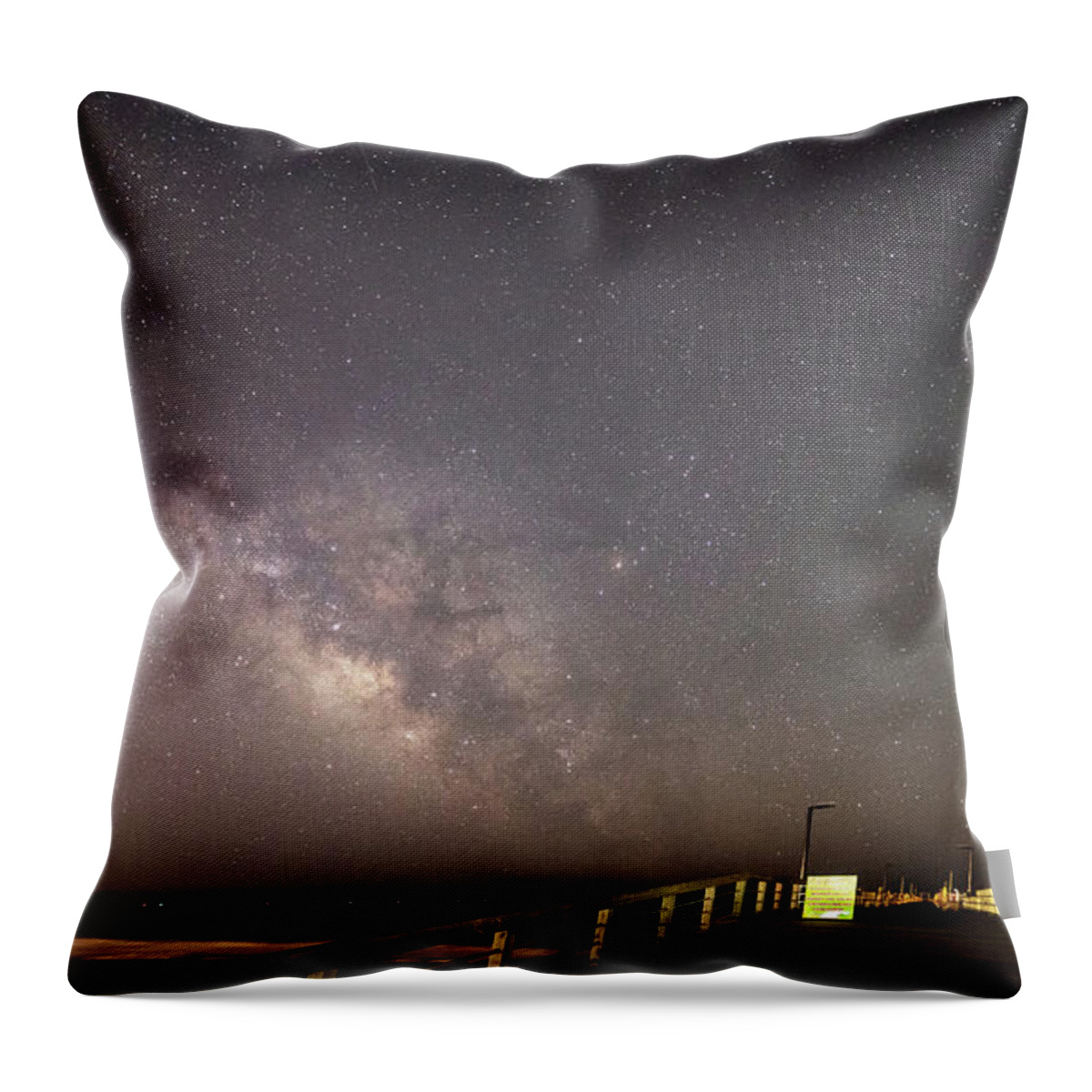 Oak Island Throw Pillow featuring the photograph Stars at the Pier by Nick Noble