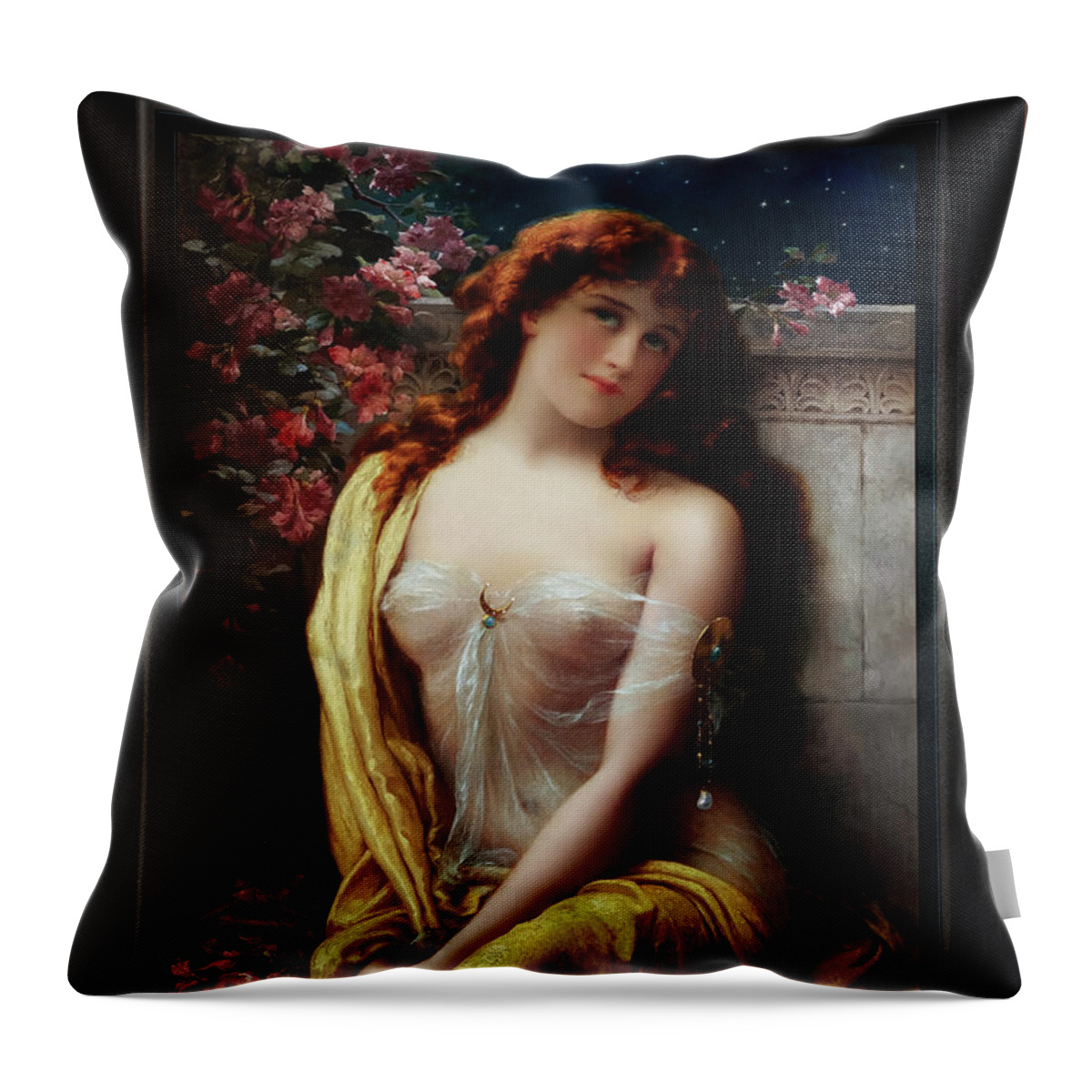 Starlight Throw Pillow featuring the painting Starlight by Emile Vernon Classical Fine Art Old Masters Reproduction by Rolando Burbon
