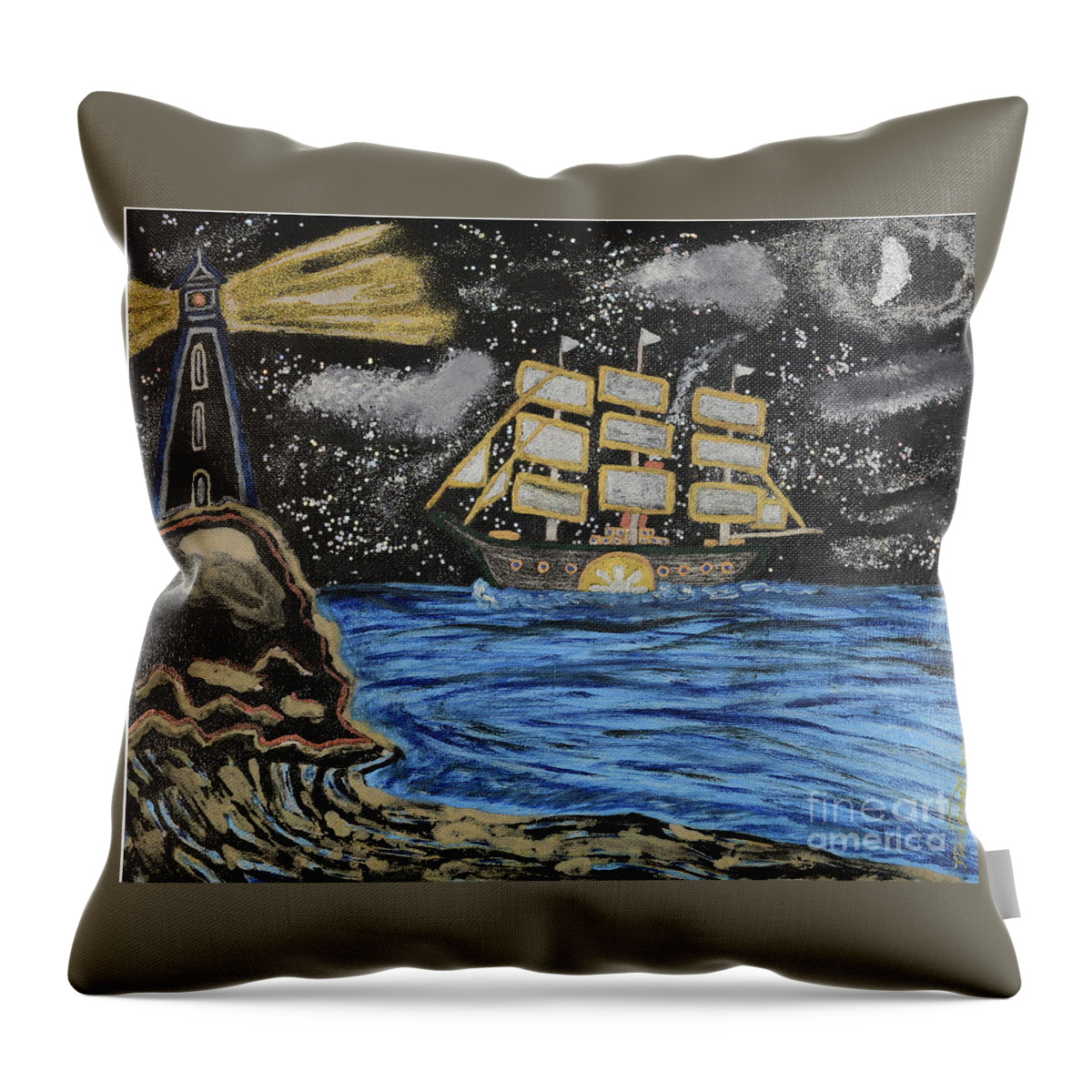 Ship Throw Pillow featuring the mixed media Starship Britannia by David Westwood