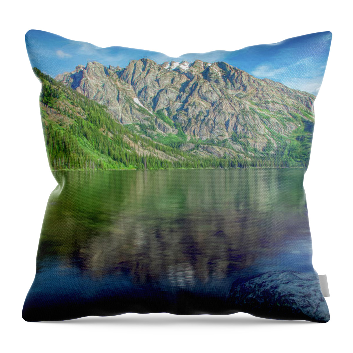 Wyoming Throw Pillow featuring the photograph Starting the Day at Jenny Lake by Marcy Wielfaert