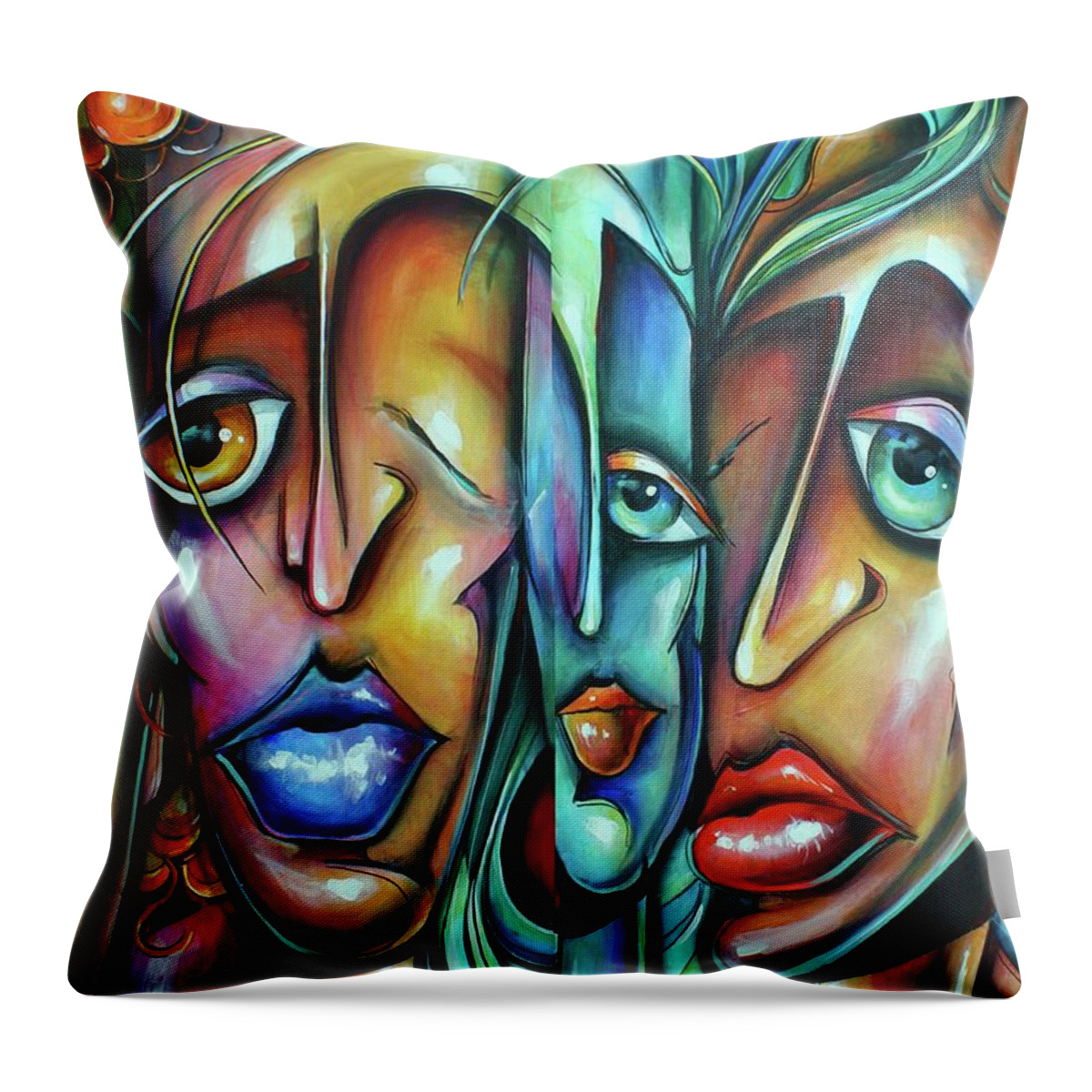Urban Expressions Throw Pillow featuring the painting State of Unity by Michael Lang