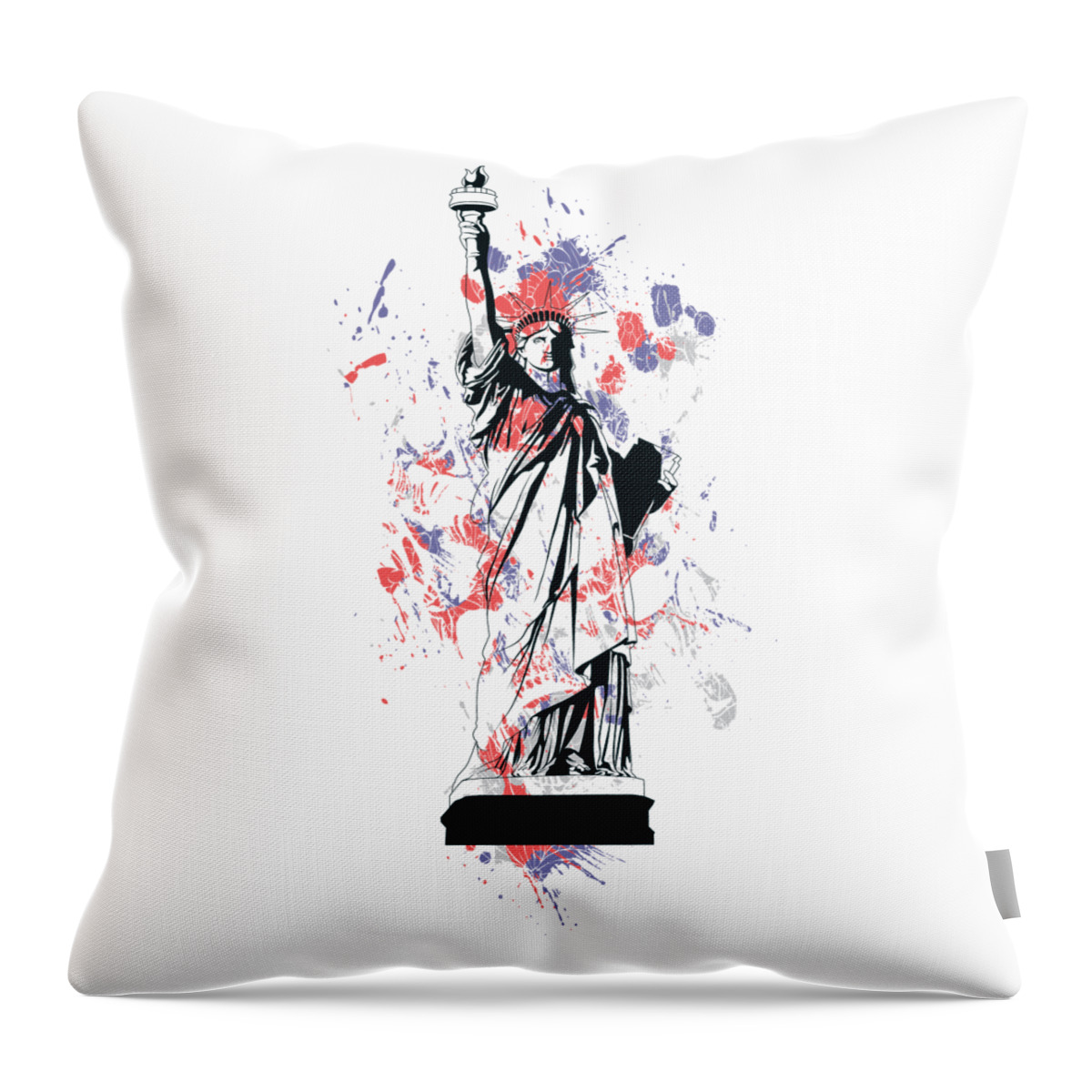 Military Throw Pillow featuring the digital art Statue of Liberty by Jacob Zelazny