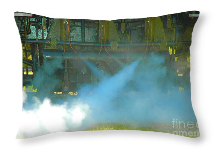 Train Throw Pillow featuring the digital art RAILROAD MACHINERY - Shay Locomotive Blowing Off Steam by John and Sheri Cockrell