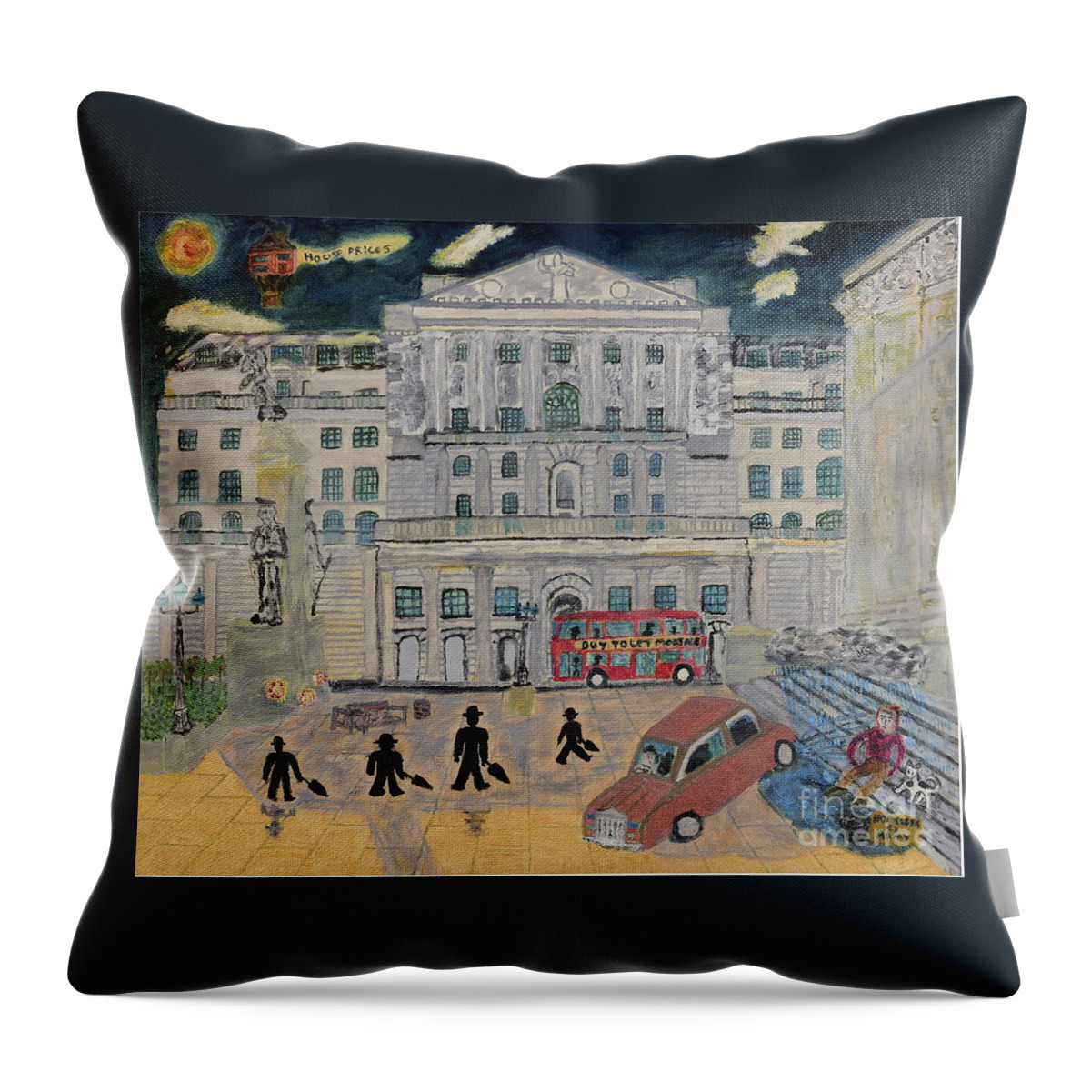 London Throw Pillow featuring the painting Sterling Disaster by David Westwood