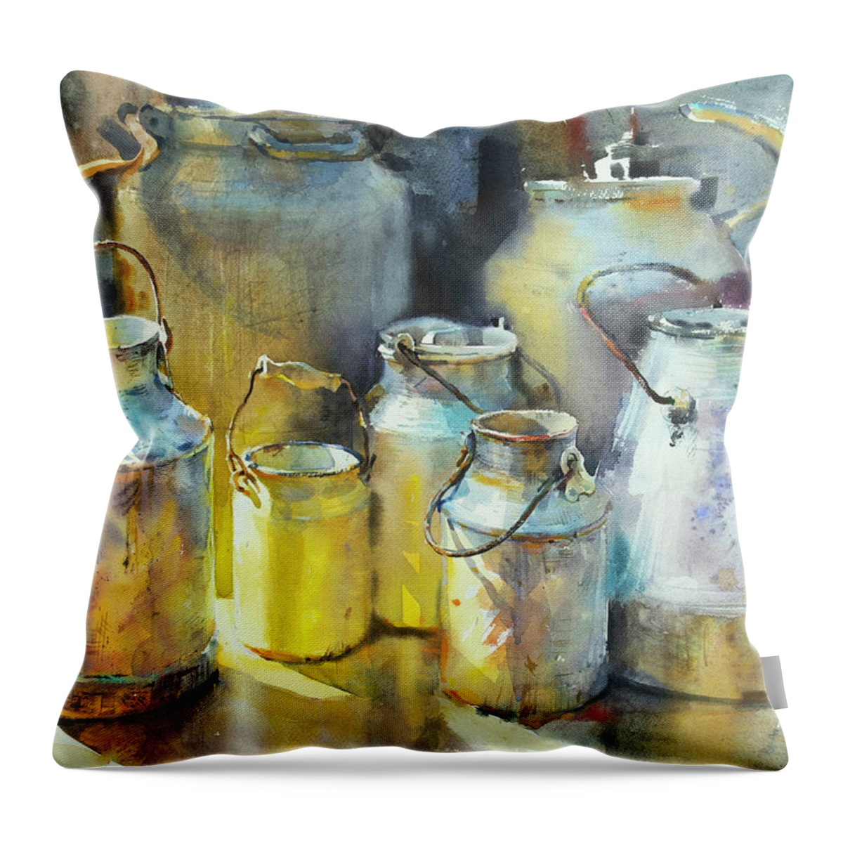 Still life art watercolor Metal Milk Throw Pillow by Samira Yanushkova -  Pixels