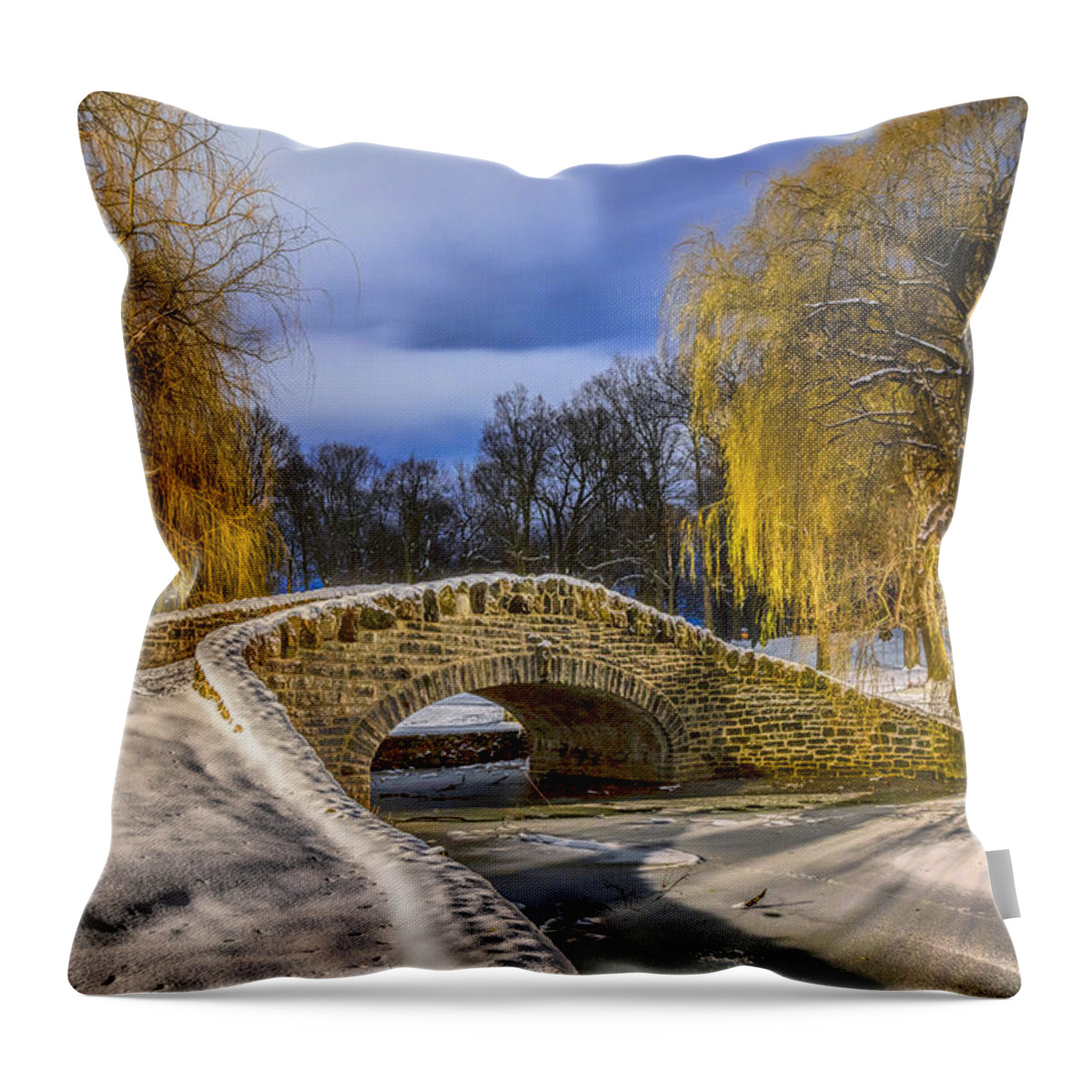 Stone Throw Pillow featuring the photograph Stone Bridge at Hiawatha by Rod Best
