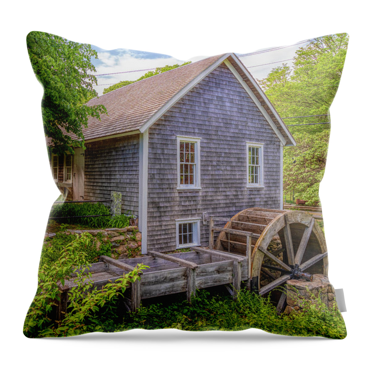 Cape Cod Throw Pillow featuring the photograph Stony Brook Grist Mill and Museum by Rod Best