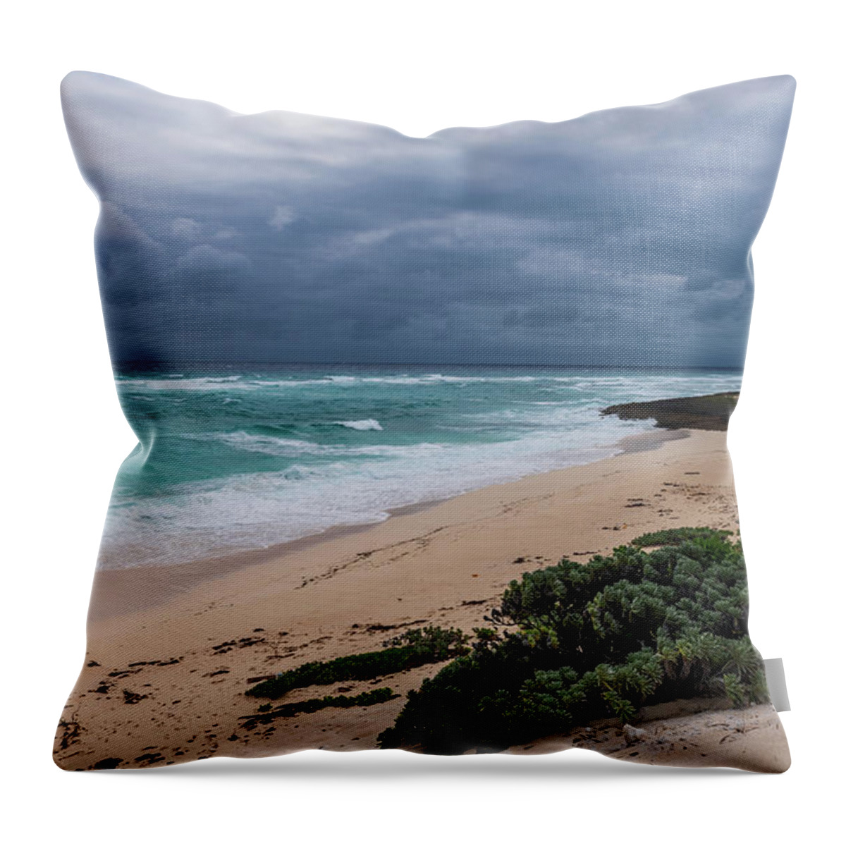 Hope Town Throw Pillow featuring the photograph Storm Over Abacos Island - Bahamas by Sandra Foyt