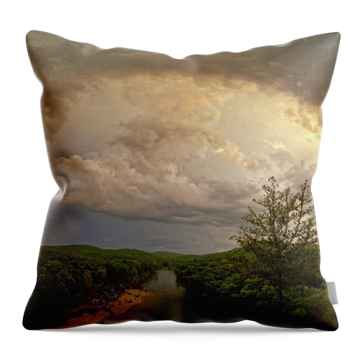 Storm Throw Pillow featuring the photograph Storm pass over the Current River by Robert Charity