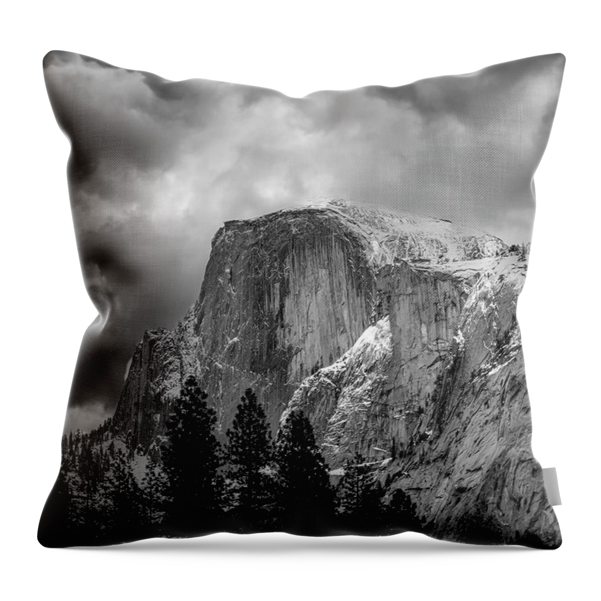 Landscape Throw Pillow featuring the photograph Stormy Half Dome by Romeo Victor