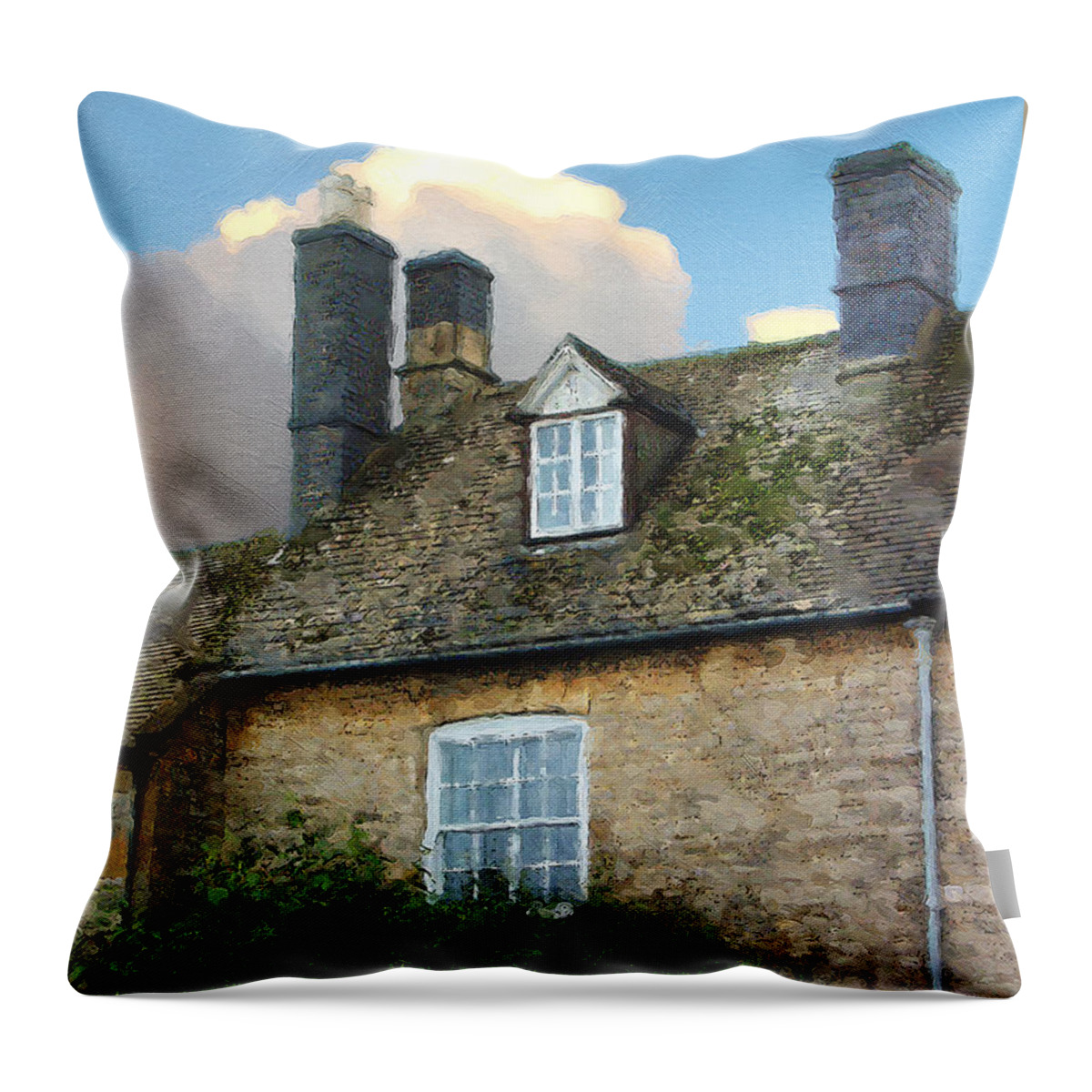 Stow-in-the-wold Throw Pillow featuring the photograph Stow Chimneys by Brian Watt