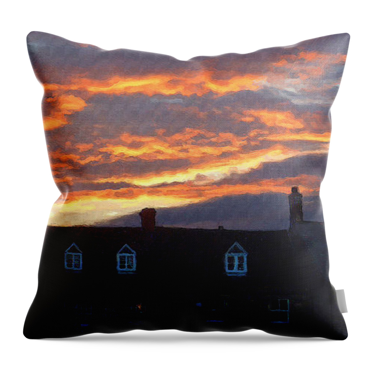 Stow-in-the-wold Throw Pillow featuring the photograph Stow Shops at Sunset by Brian Watt