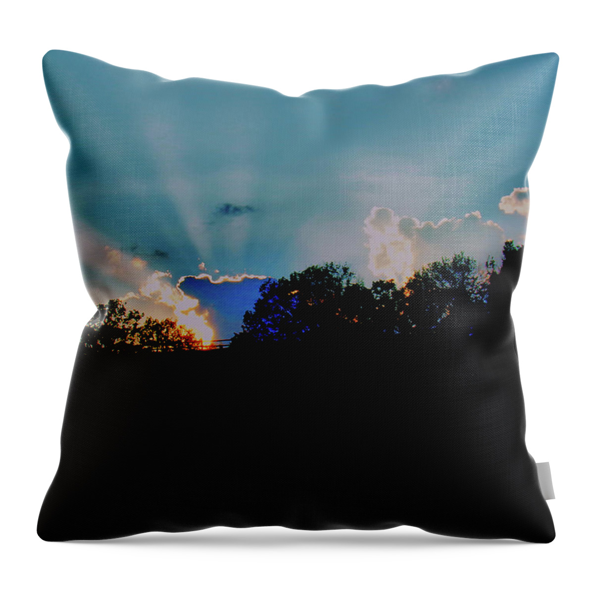 Sunset Throw Pillow featuring the photograph Streaming Sunset by Christopher Reed