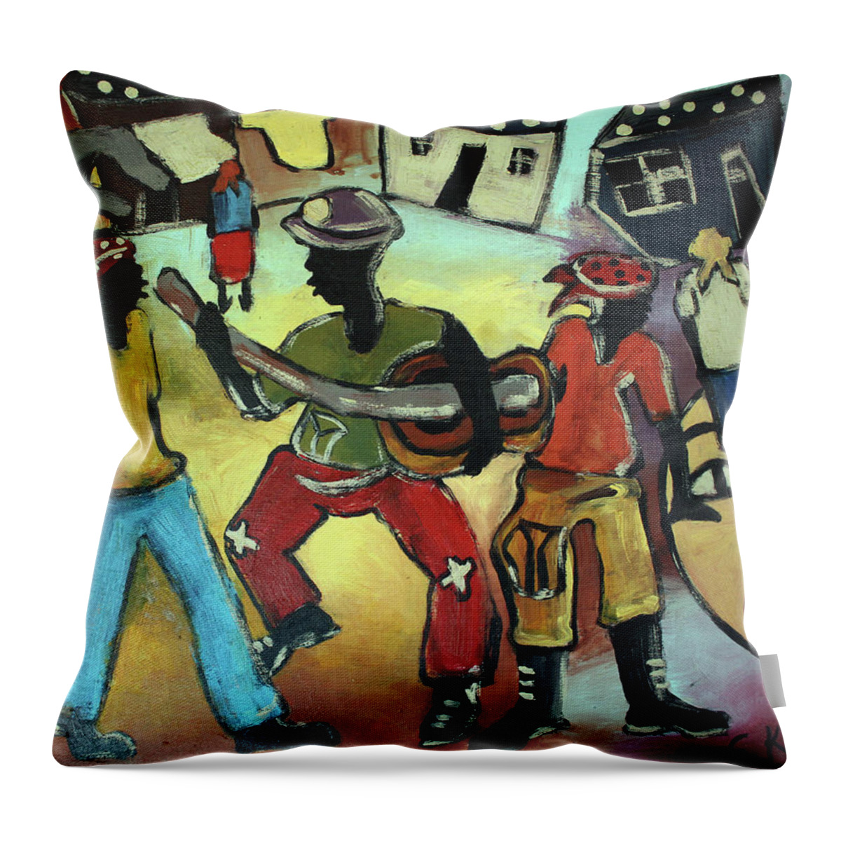  Throw Pillow featuring the painting Street Band by Eli Kobeli