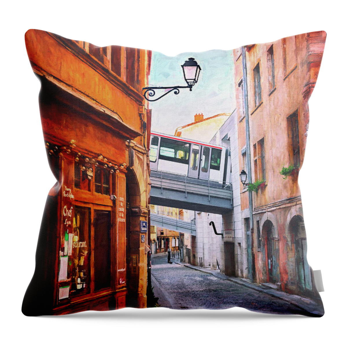 Lyon Throw Pillow featuring the photograph Street Scenes of Vieux Lyon France by Carol Japp