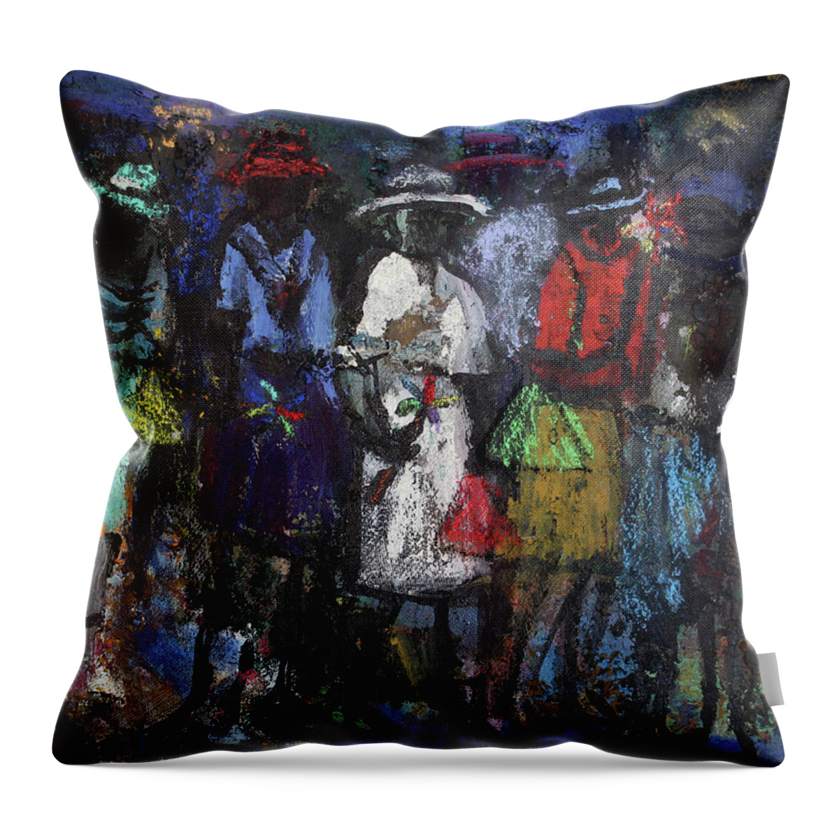 Soweto Throw Pillow featuring the painting Street Talk by Joe Maseko