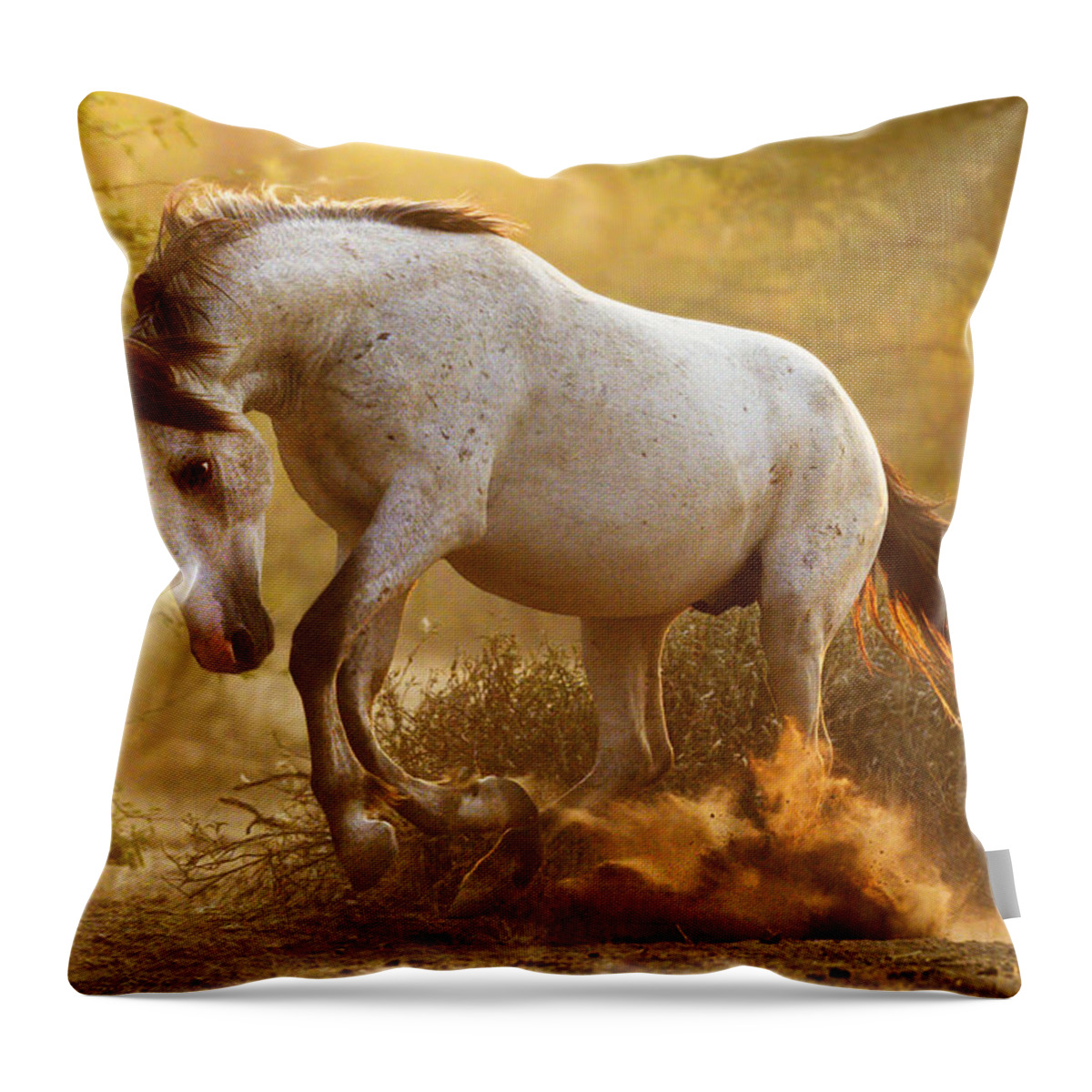 Stallion Throw Pillow featuring the photograph Striking Stallion. by Paul Martin