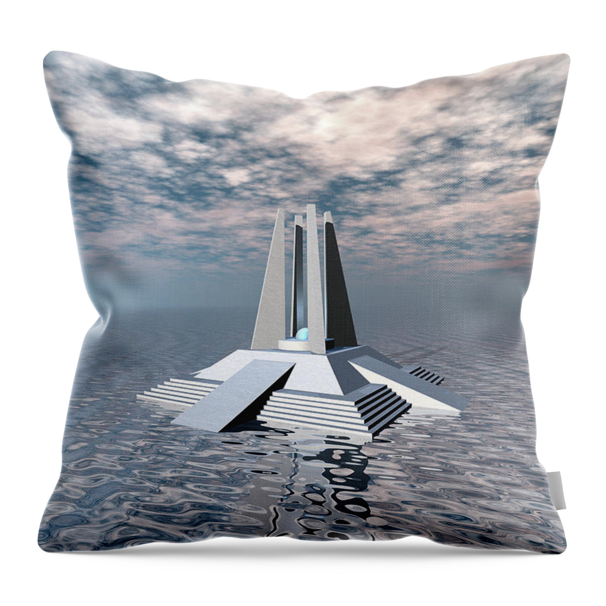 Atlantis Throw Pillow featuring the digital art Structural Tower of Atlantis by Phil Perkins