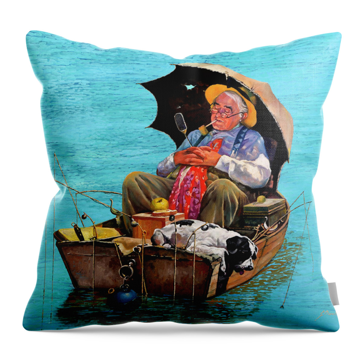 Norman Rockwell Throw Pillow featuring the photograph studying Norman by Guido Borelli