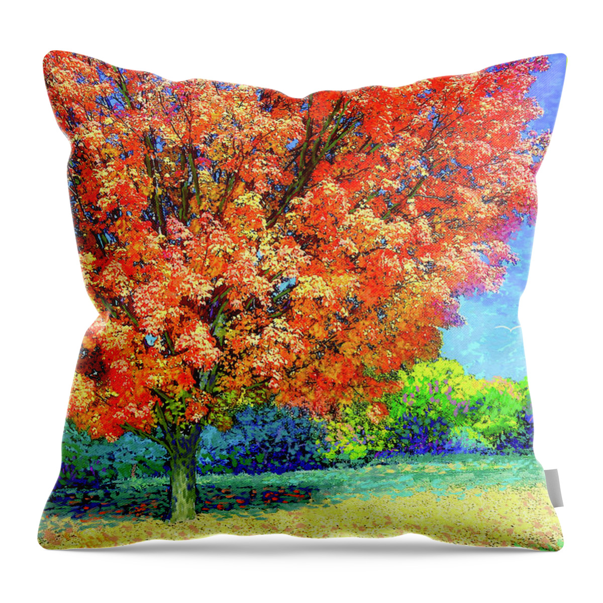 Landscape Throw Pillow featuring the painting Sugar Maple Sunshine by Jane Small