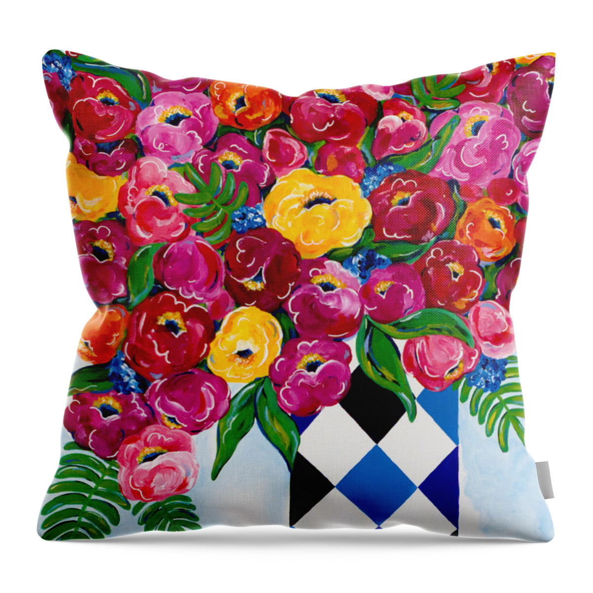 Flower Bouquet Throw Pillow featuring the painting Summer Blooms by Beth Ann Scott