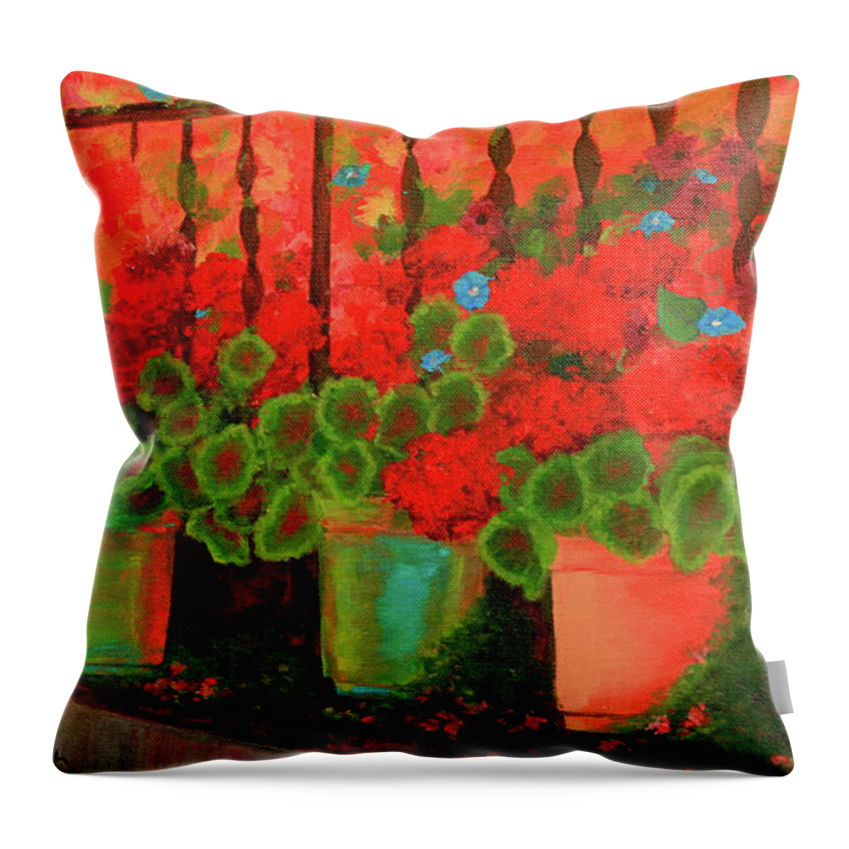 Acrylic Throw Pillow featuring the painting Summer Blooms by Jeanette French
