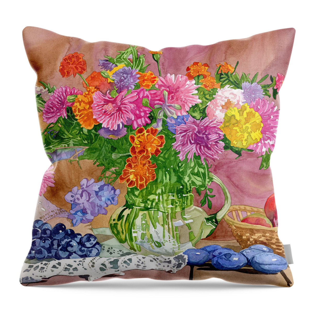 Summer Throw Pillow featuring the painting Summer Bouquet by Espero Art