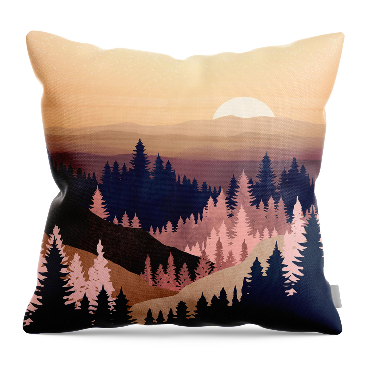 Summer Throw Pillow featuring the digital art Summer Dusk by Spacefrog Designs