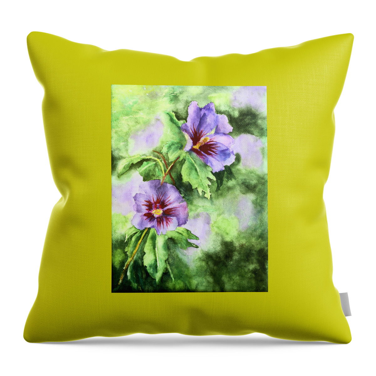 Art - Watercolor Throw Pillow featuring the painting Summer Glory Watercolour on Paper by Sher Nasser