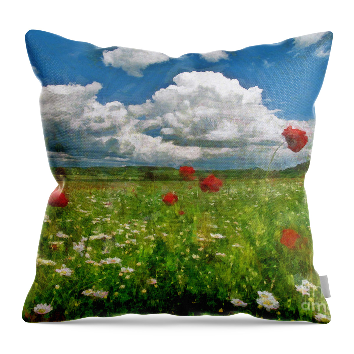 Landscape Throw Pillow featuring the painting Summer landscape by Alexa Szlavics