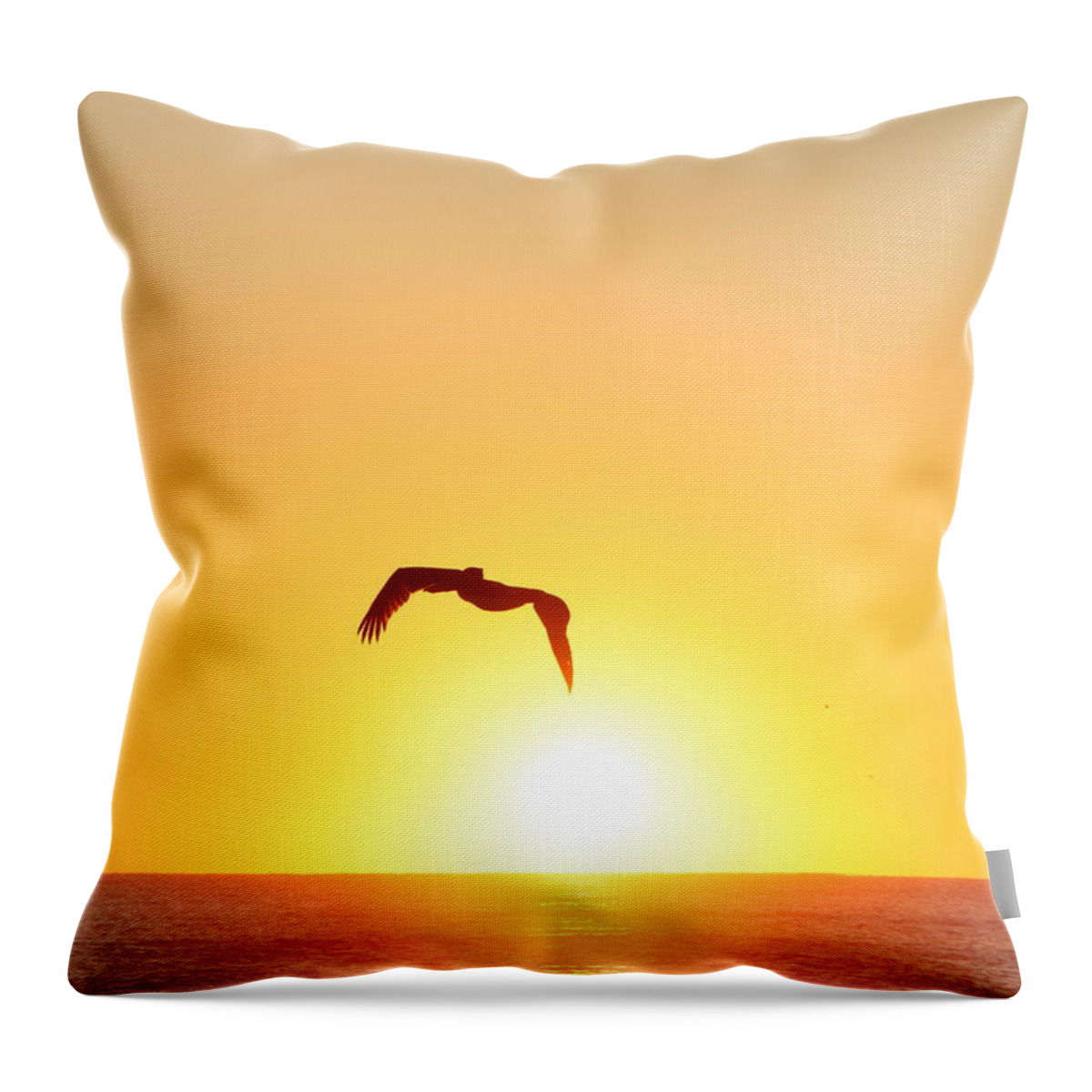 Pelican Throw Pillow featuring the photograph Sunbird by Kathleen Illes