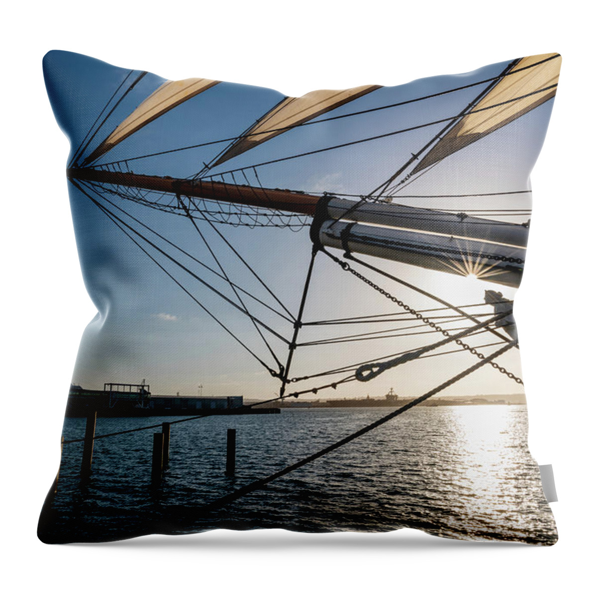 California Throw Pillow featuring the photograph Sunburst on the Bow of the Star of India by David Levin