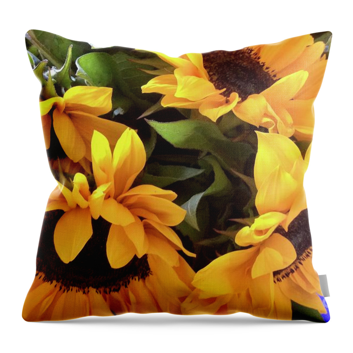 Sunny Throw Pillow featuring the photograph Sunflower Series 1-2 by J Doyne Miller