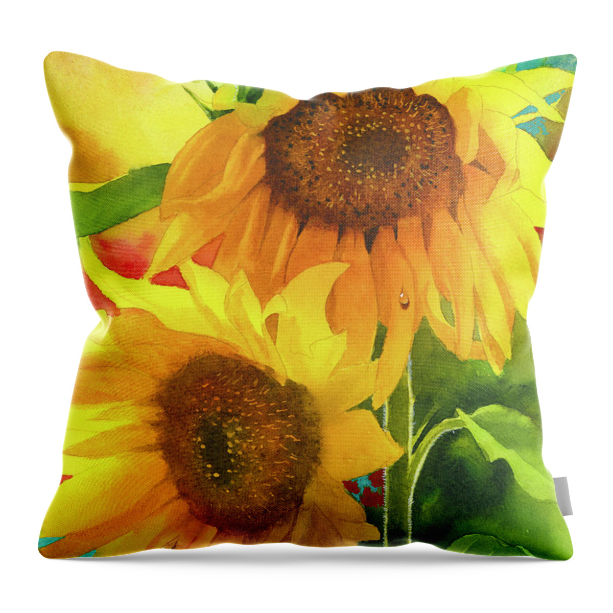 Sunflowers Throw Pillow featuring the painting Sunflowers for Ukraine by Espero Art