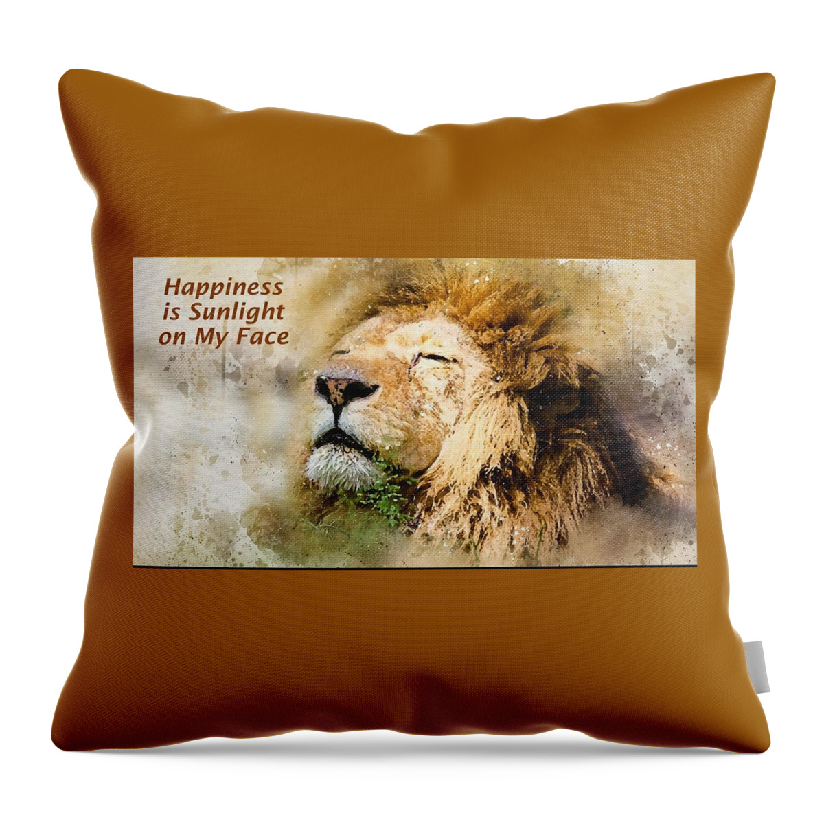 Lion Throw Pillow featuring the mixed media Sunlight on My Face by Nancy Ayanna Wyatt