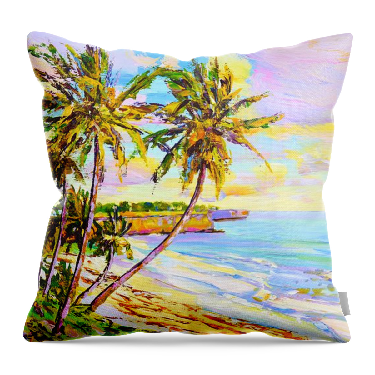 Ocean Throw Pillow featuring the painting Sunny Beach. Ocean. by Iryna Kastsova