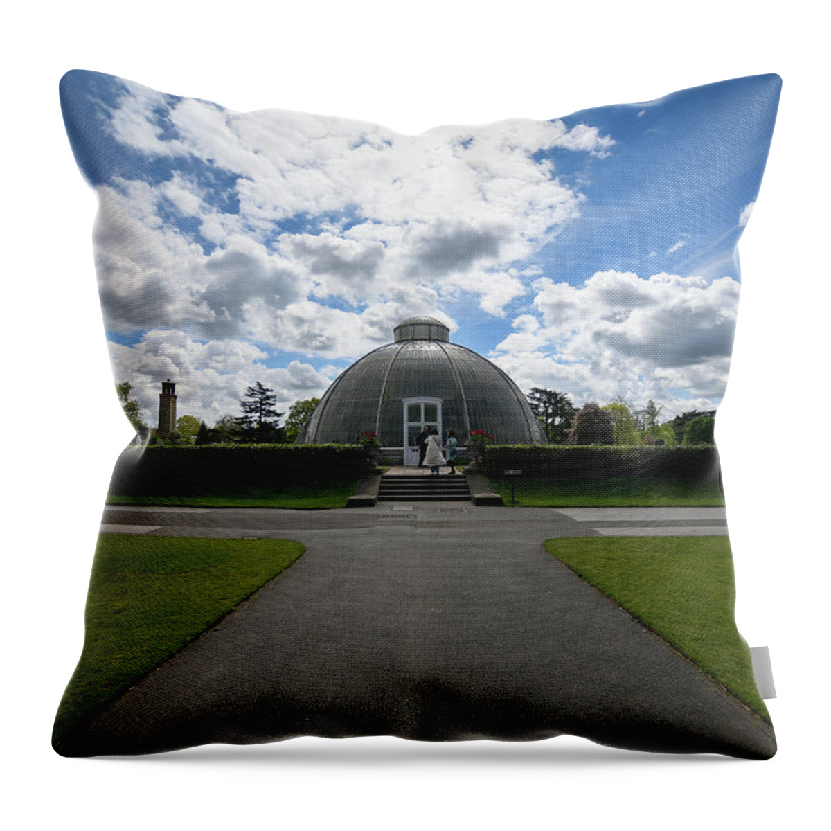 Blue Sky Throw Pillow featuring the photograph Sunny skies at Kew Gardens by Andrew Lalchan