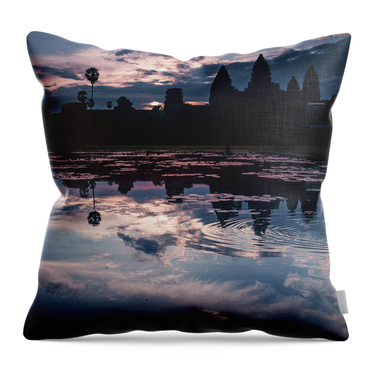 Battambang Throw Pillow featuring the photograph Sunrise at Angkor Wat by Arj Munoz
