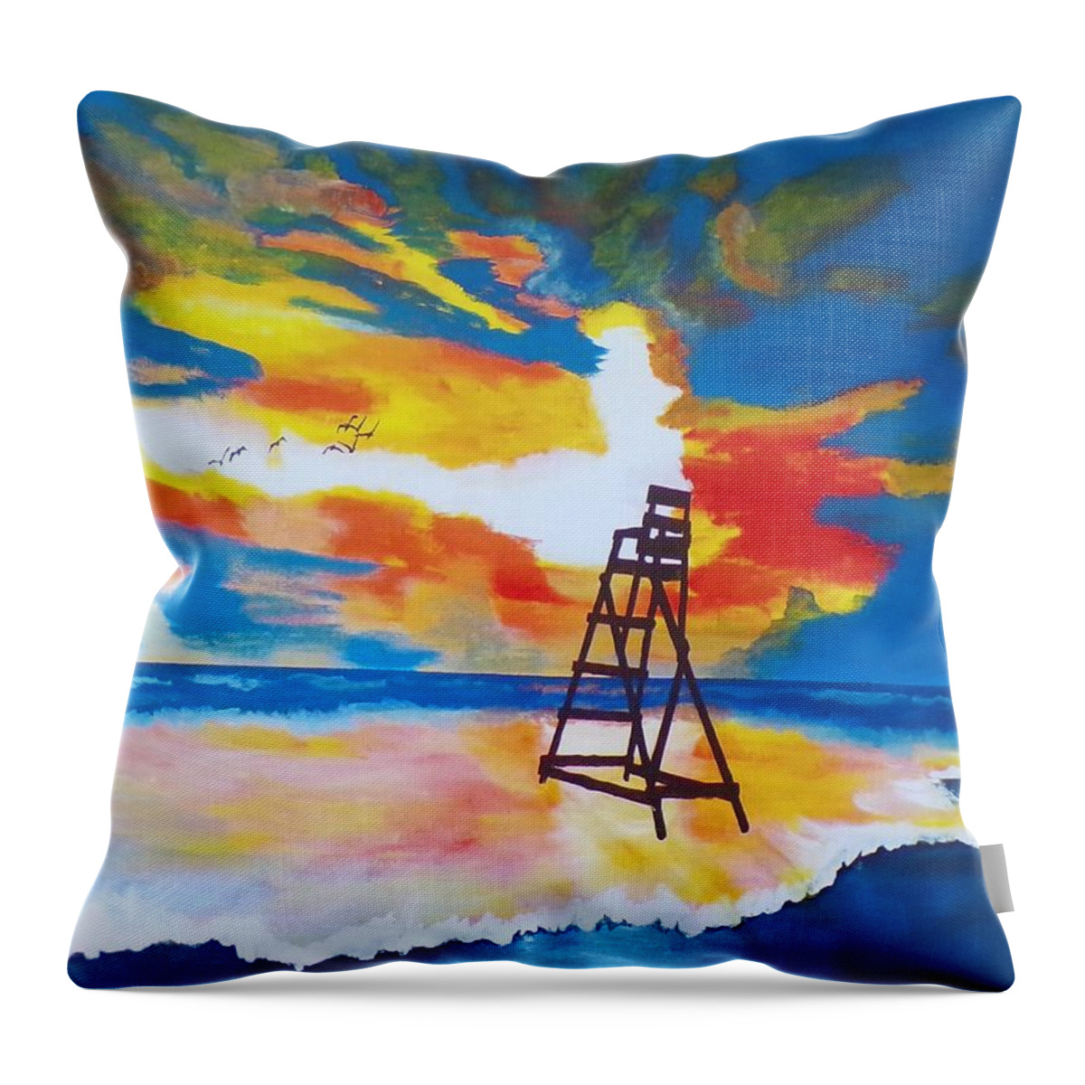 Seascape Throw Pillow featuring the painting Sunrise Before the Storm by Kathie Camara