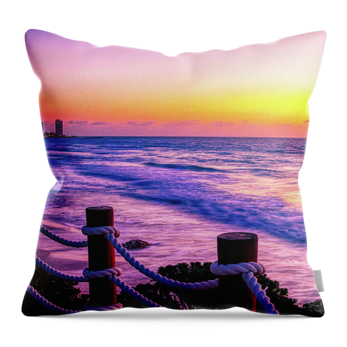 Sunrise Throw Pillow featuring the photograph Sunrise in Cancun by Tatiana Travelways
