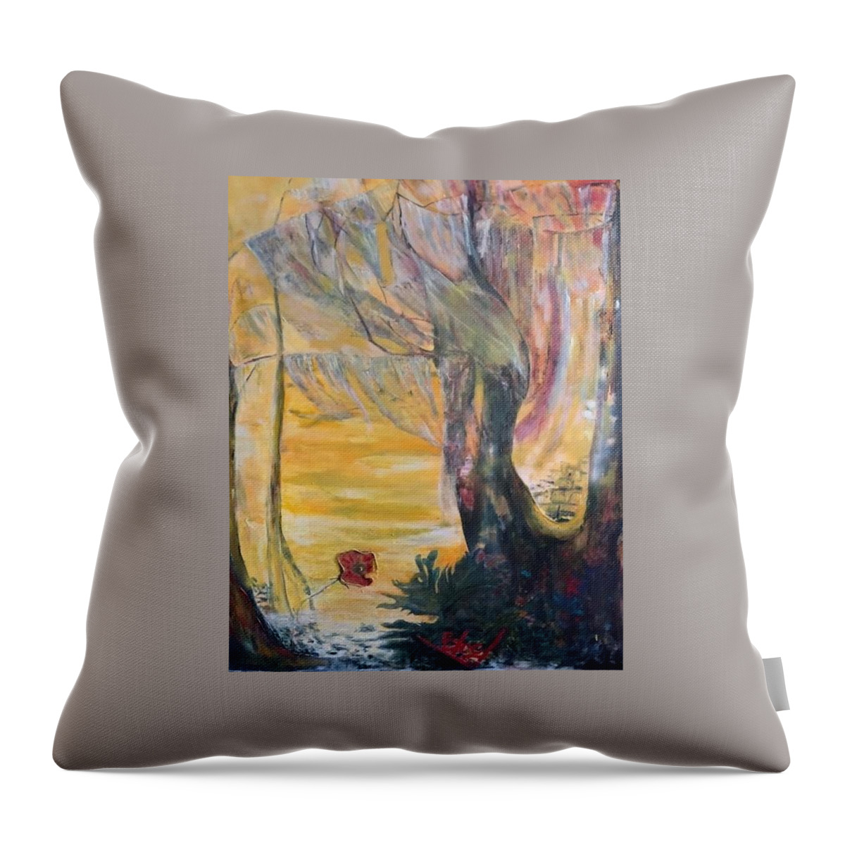 Sunshine Throw Pillow featuring the painting Sunrise on Wilmington Island by Peggy Blood