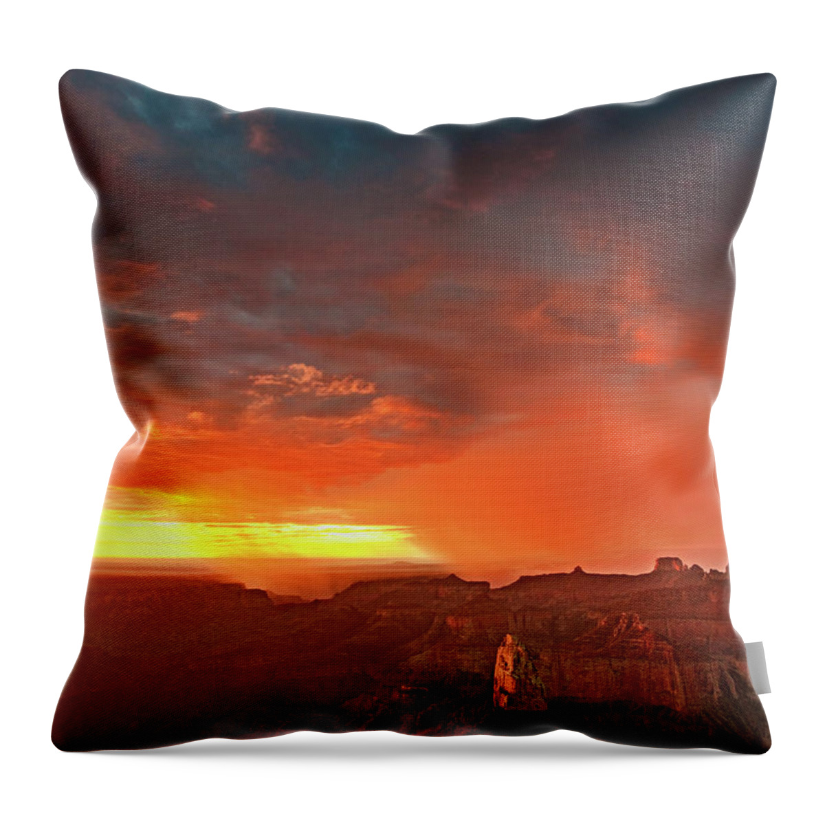 North America Throw Pillow featuring the photograph Sunrise Storm Point Imperial North Rim Grand Canyon NP Arizona by Dave Welling