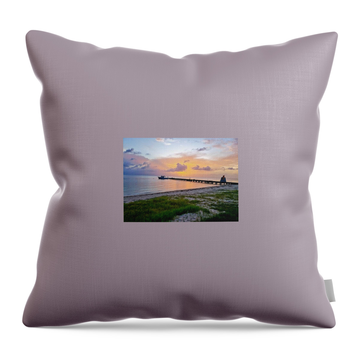 Sunset Throw Pillow featuring the photograph Sunset at the beach by De Aventureo