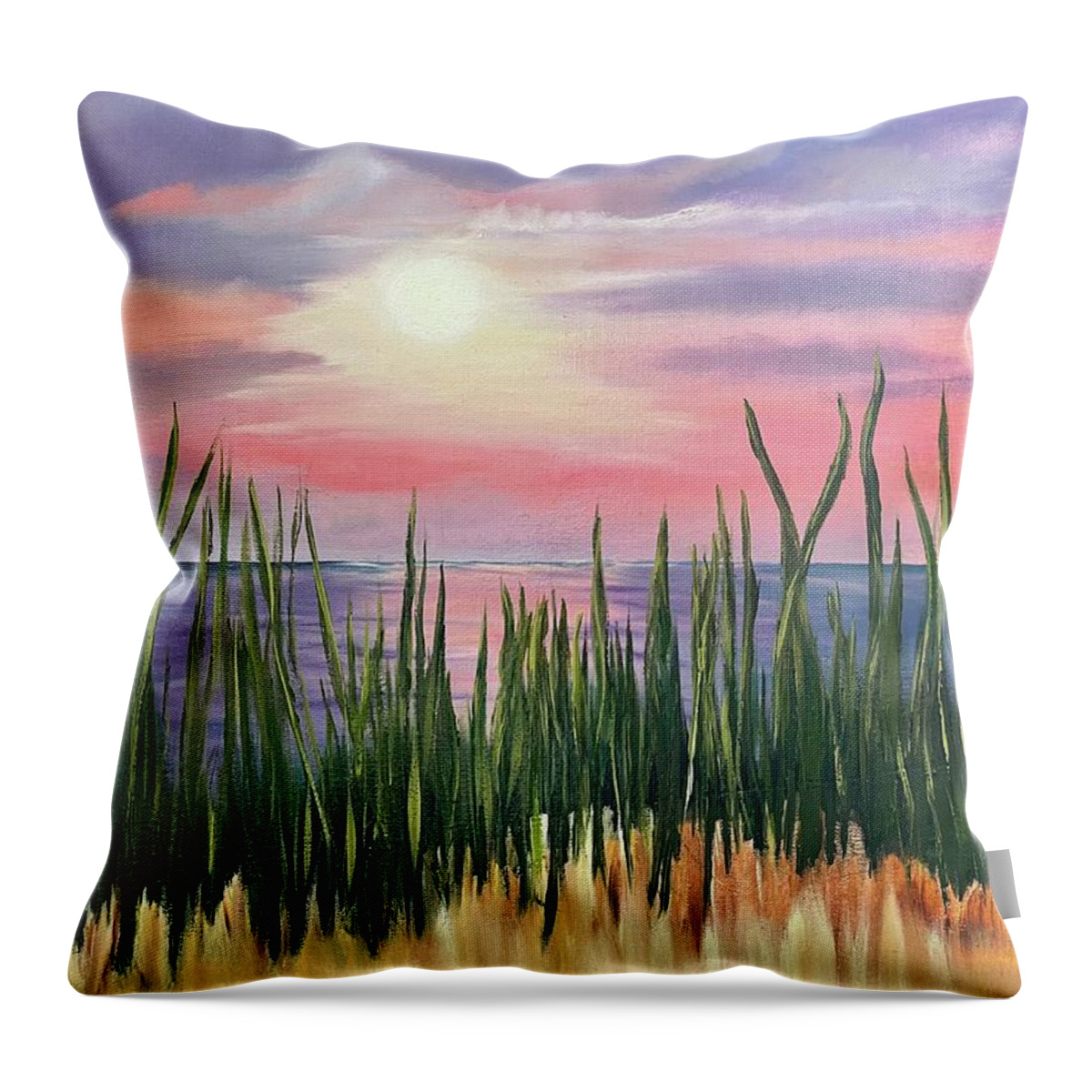 Sunset Throw Pillow featuring the painting Sunset At The Curve by Lisa White